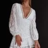 Selfie Leslie Summer Wine Long Sleeve Lace Dress White