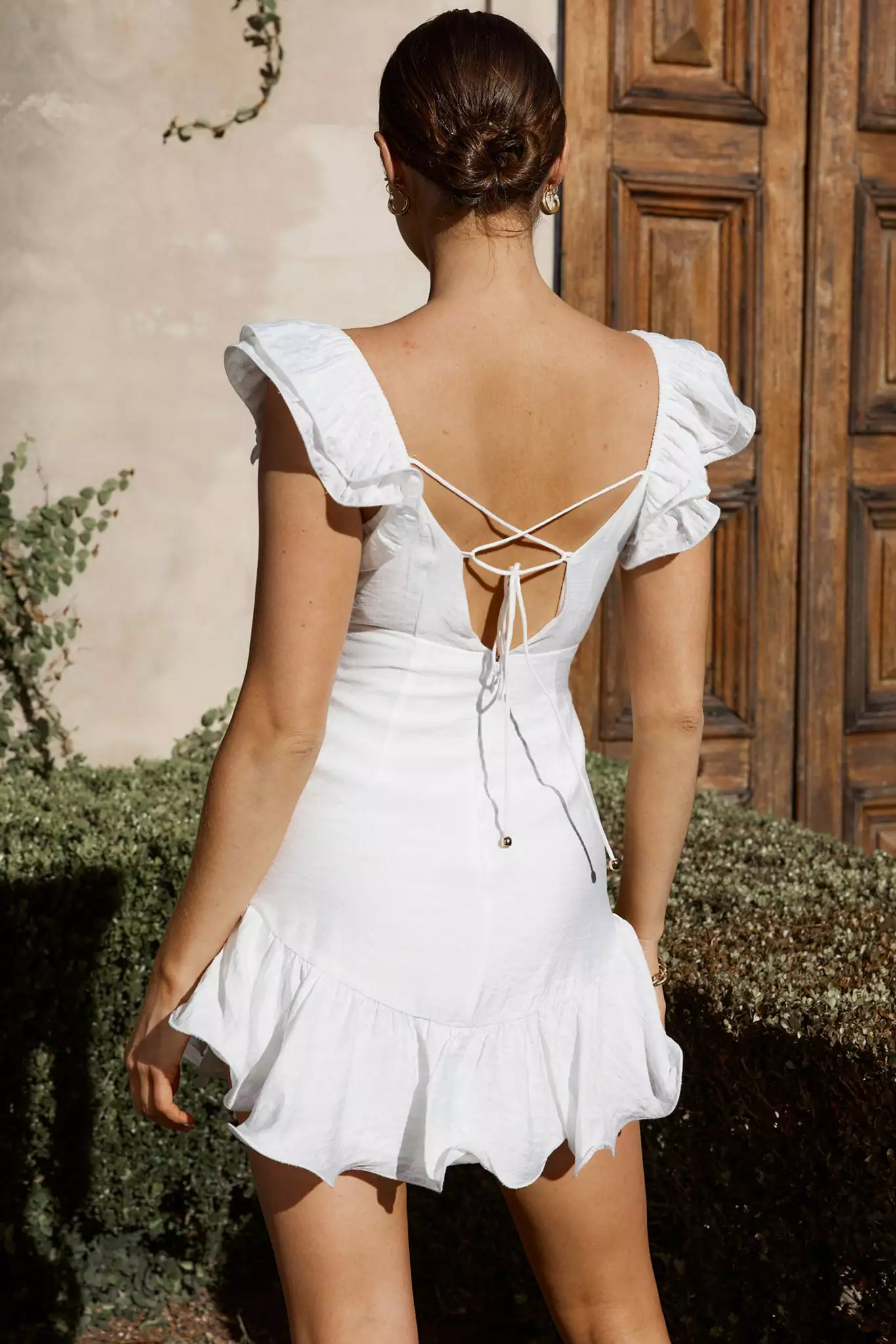 Selfie Leslie New Horizon Frill Trim Mini Dress White - Image 8