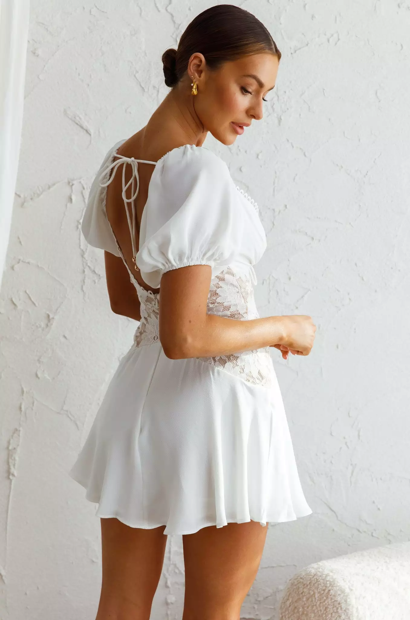 Selfie Leslie Mielle Lace Bodice Mini Dress White - Image 2