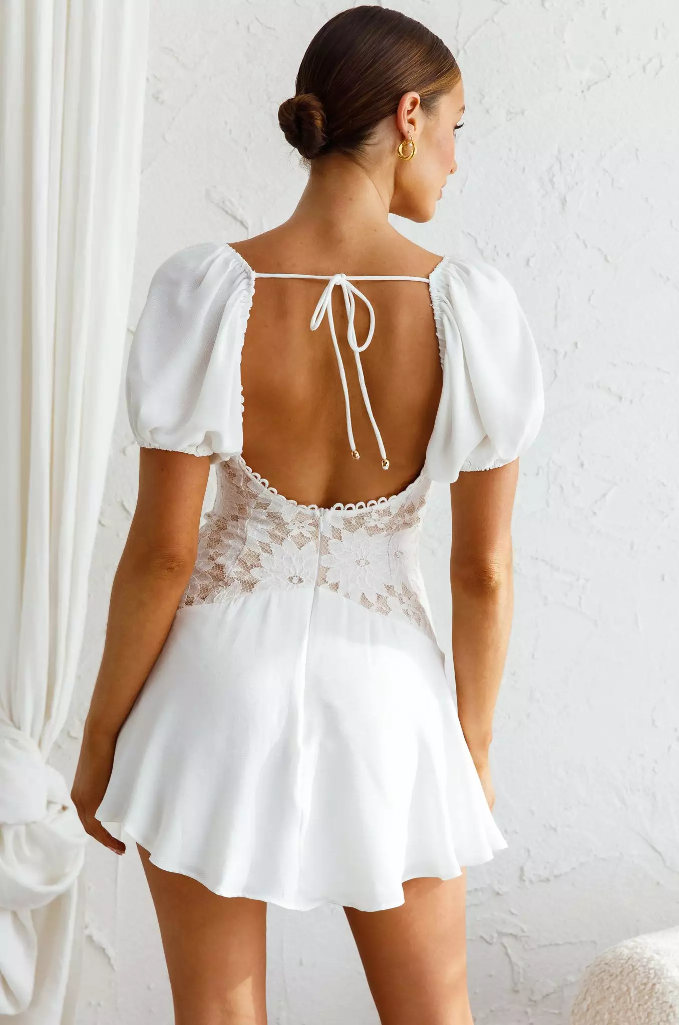 Selfie Leslie Mielle Lace Bodice Mini Dress White - Image 5