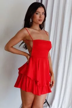 Saints + Secrets Dolce Life Low Back Romper Red