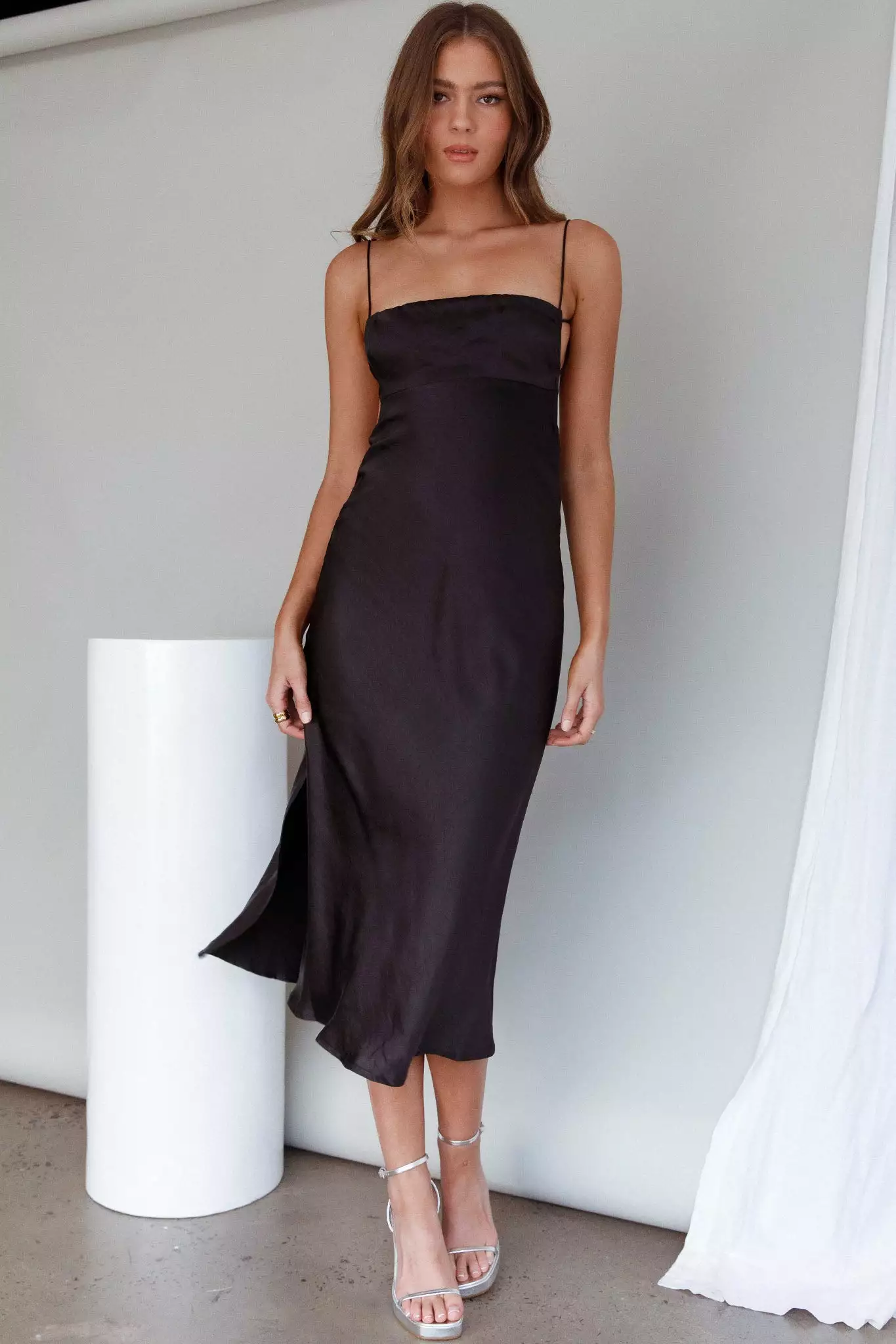 Selfie Leslie Dolce Life Low Back Midi Dress Black - Image 6