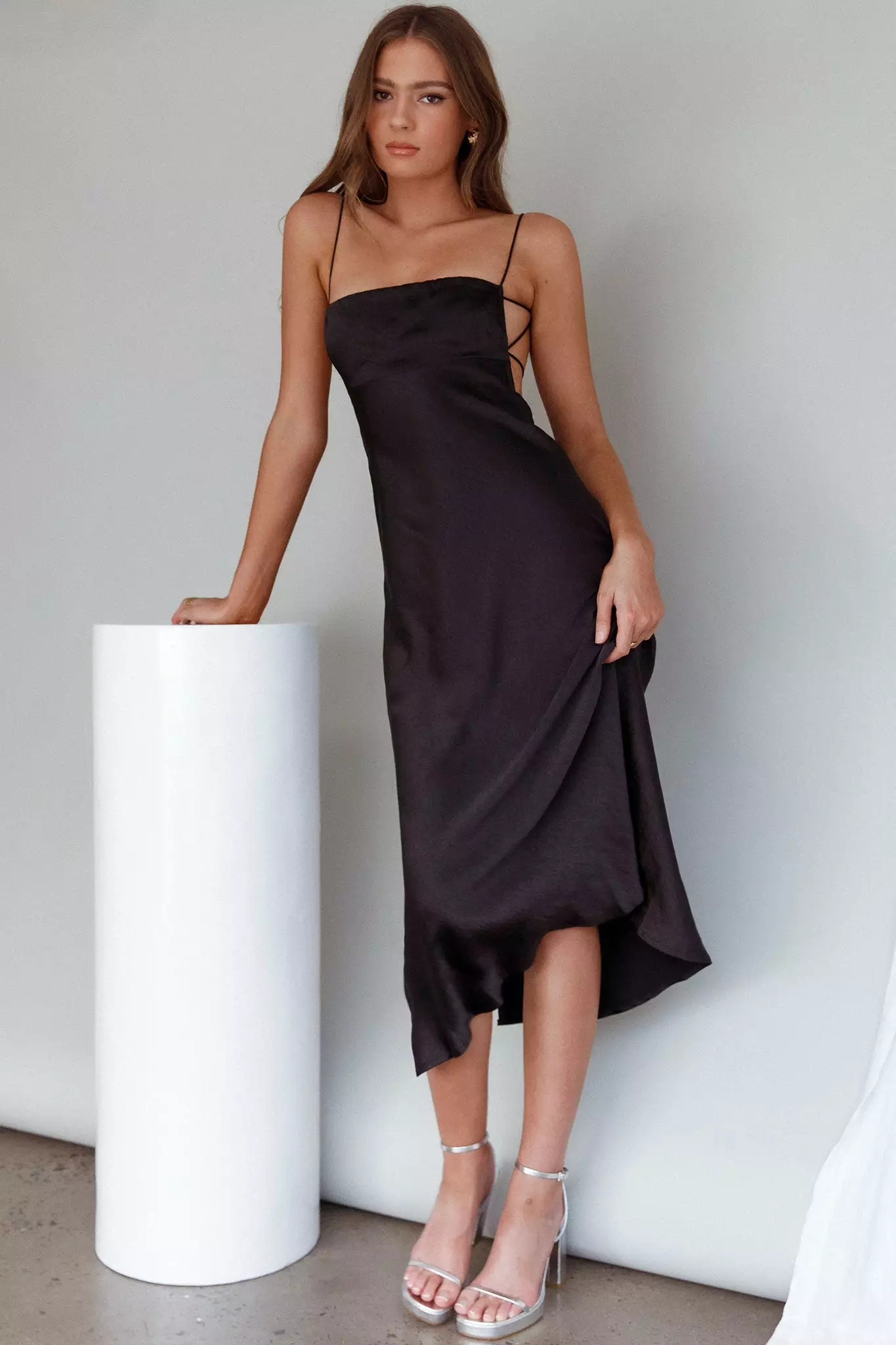 Selfie Leslie Dolce Life Low Back Midi Dress Black - Image 7