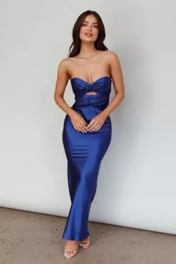 Saints + Secrets Good Impression Double Twist Midi Dress Navy