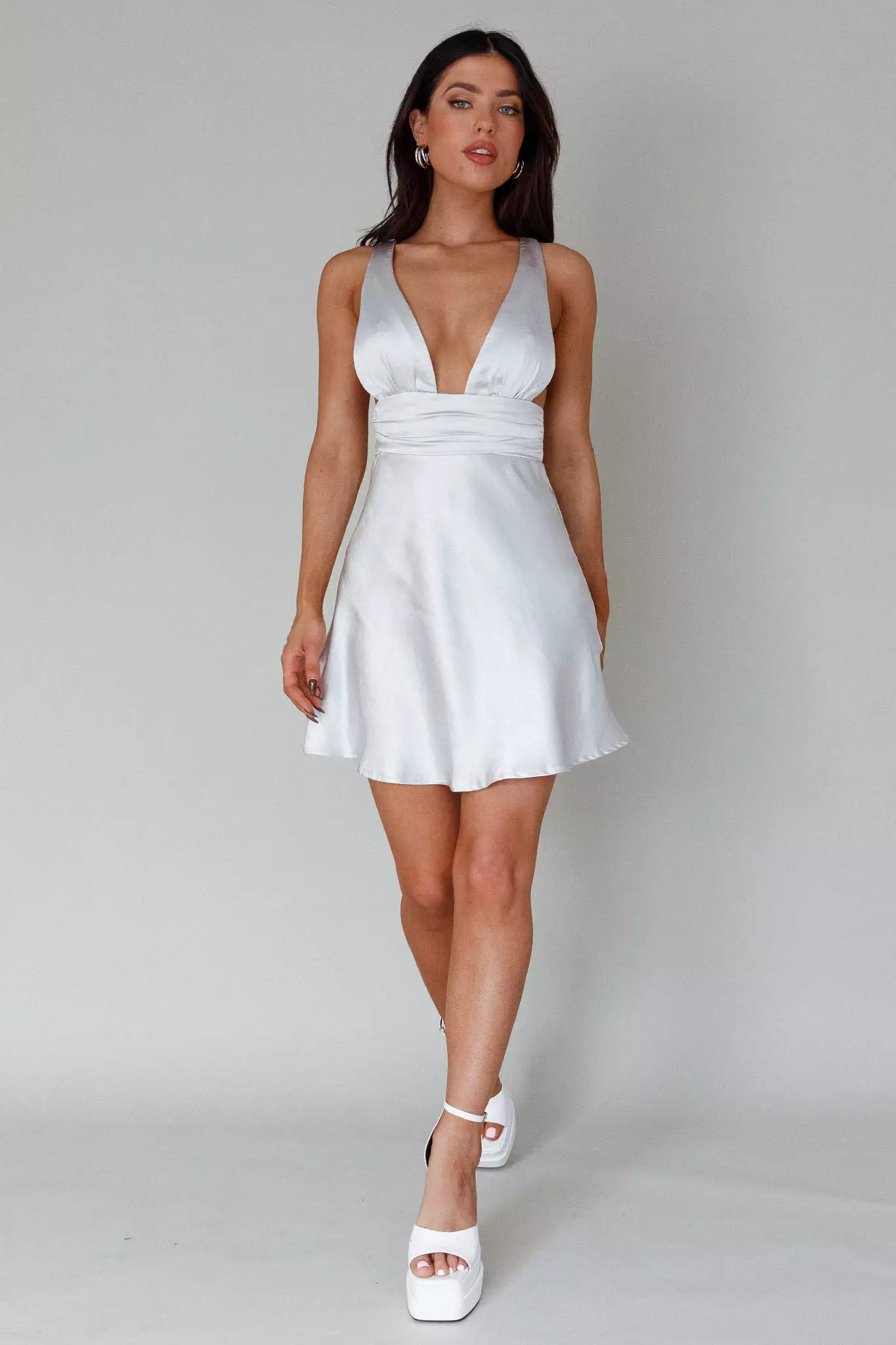 Angel Biba Mad About You Criss-Cross Back Mini Dress Silver - Image 4