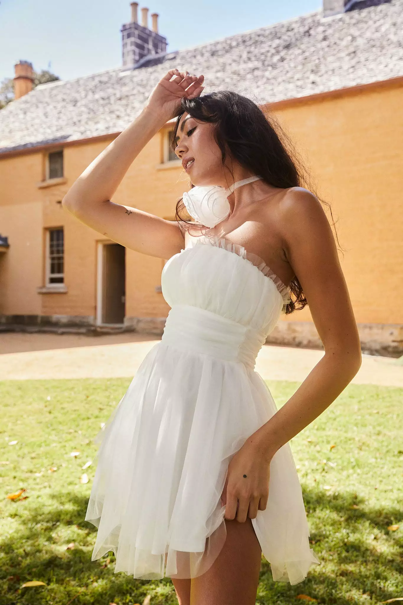 Selfie Leslie Fayette Strapless Mesh Mini Dress White - Image 3