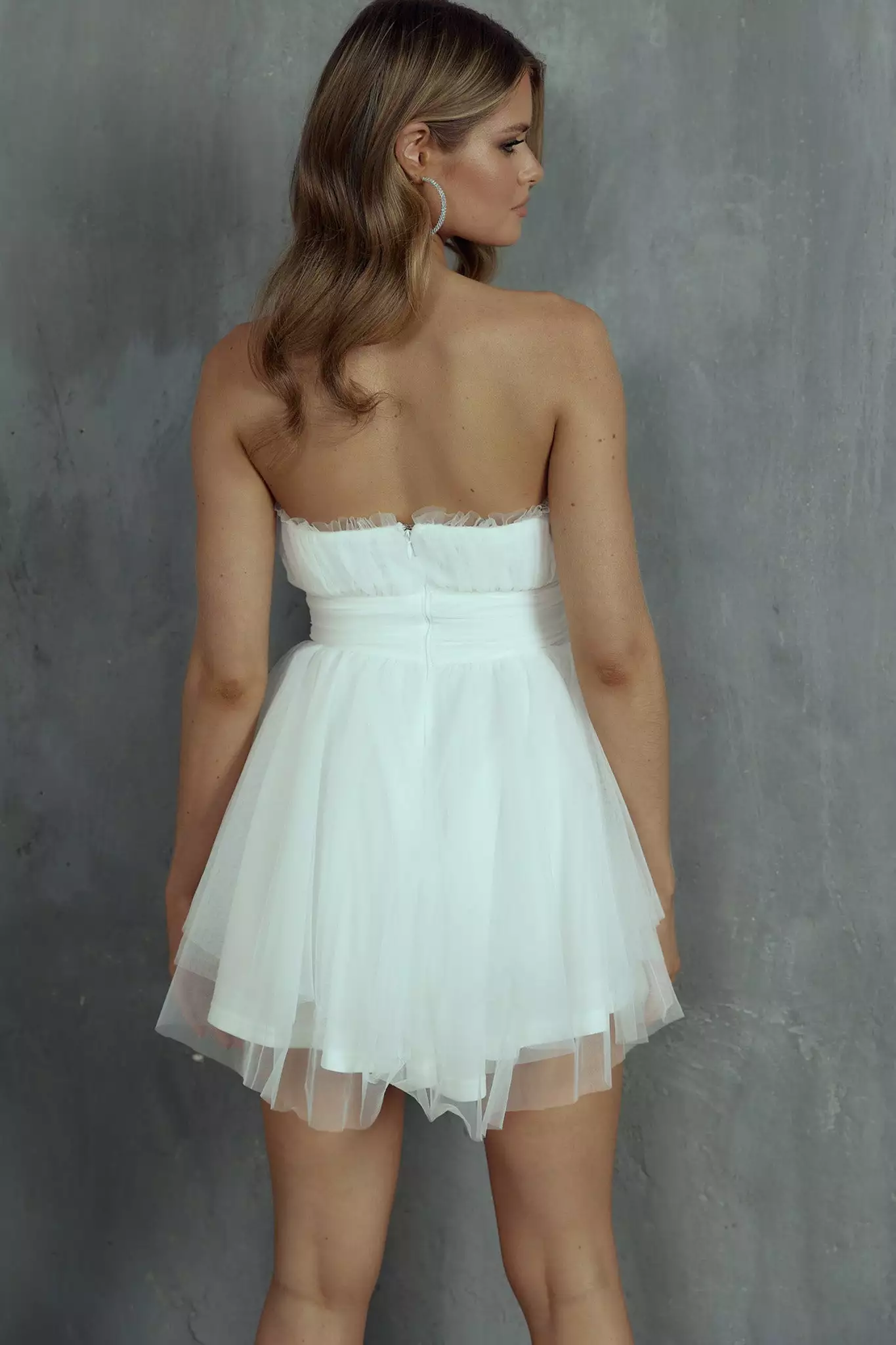 Selfie Leslie Fayette Strapless Mesh Mini Dress White - Image 9