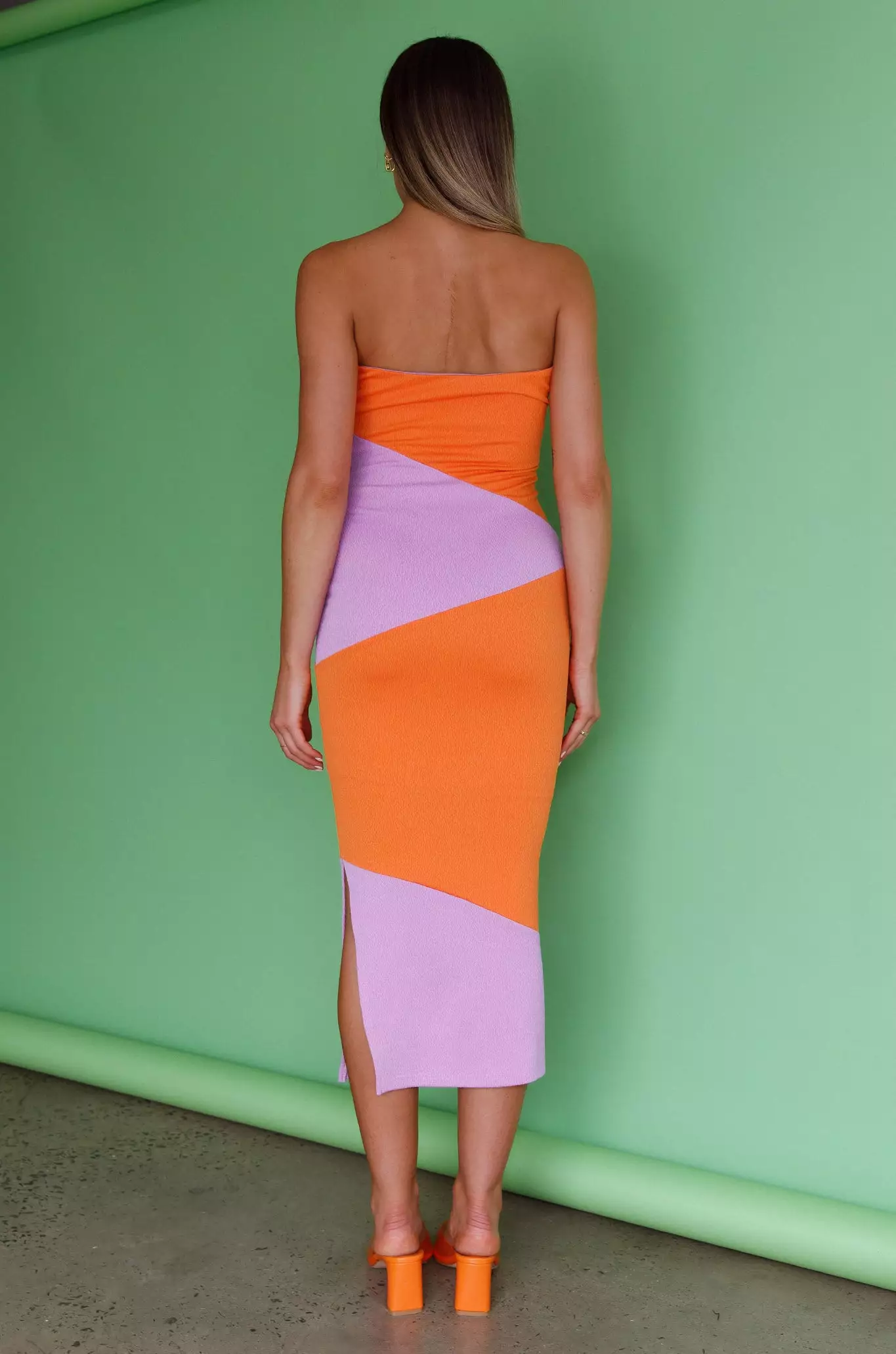 Saints + Secrets Shondra Crepe Texture Tube Dress Orange - Image 2