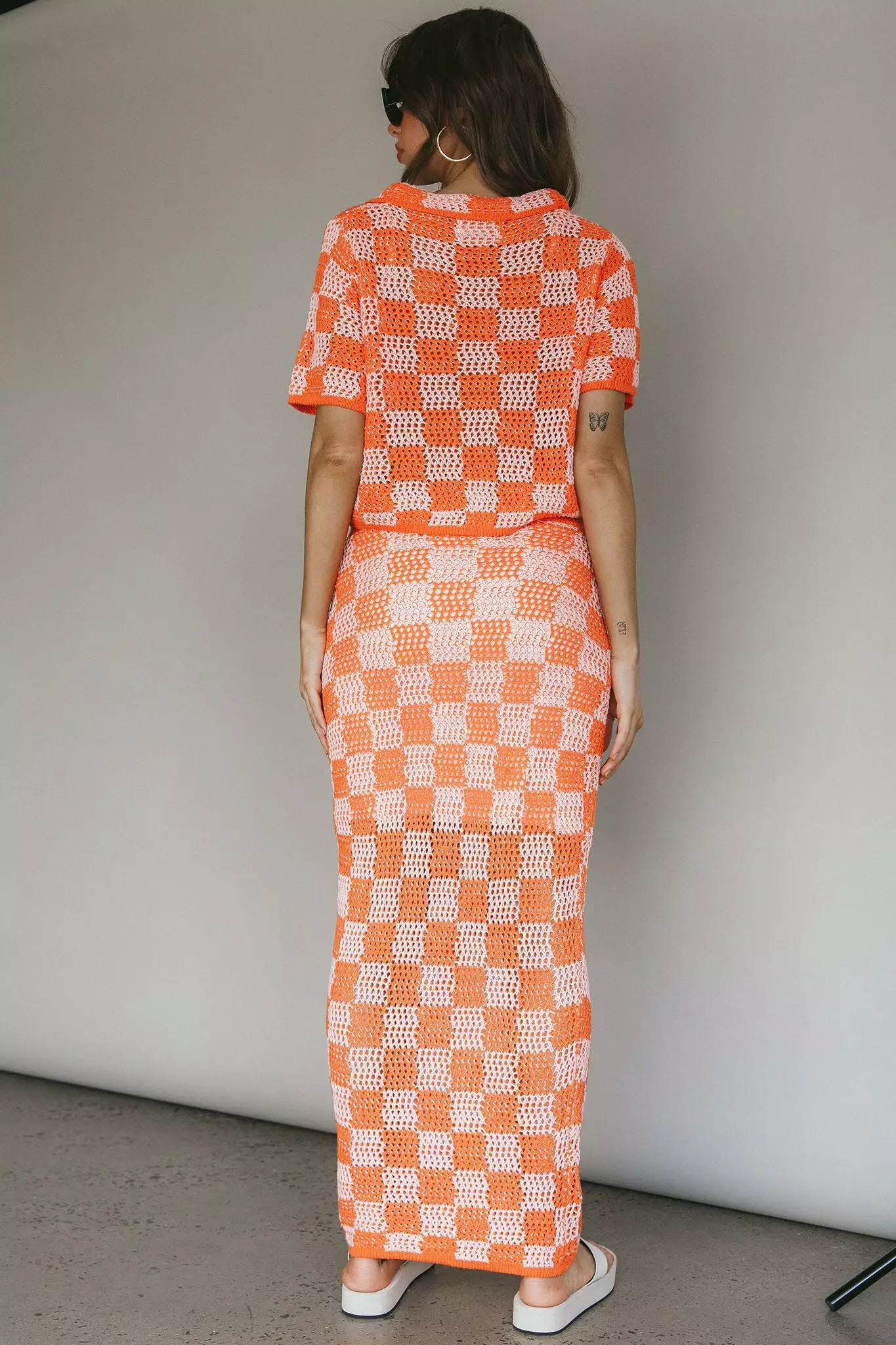 Byron Bay Crochet Buttoned Top Sunset - Image 9