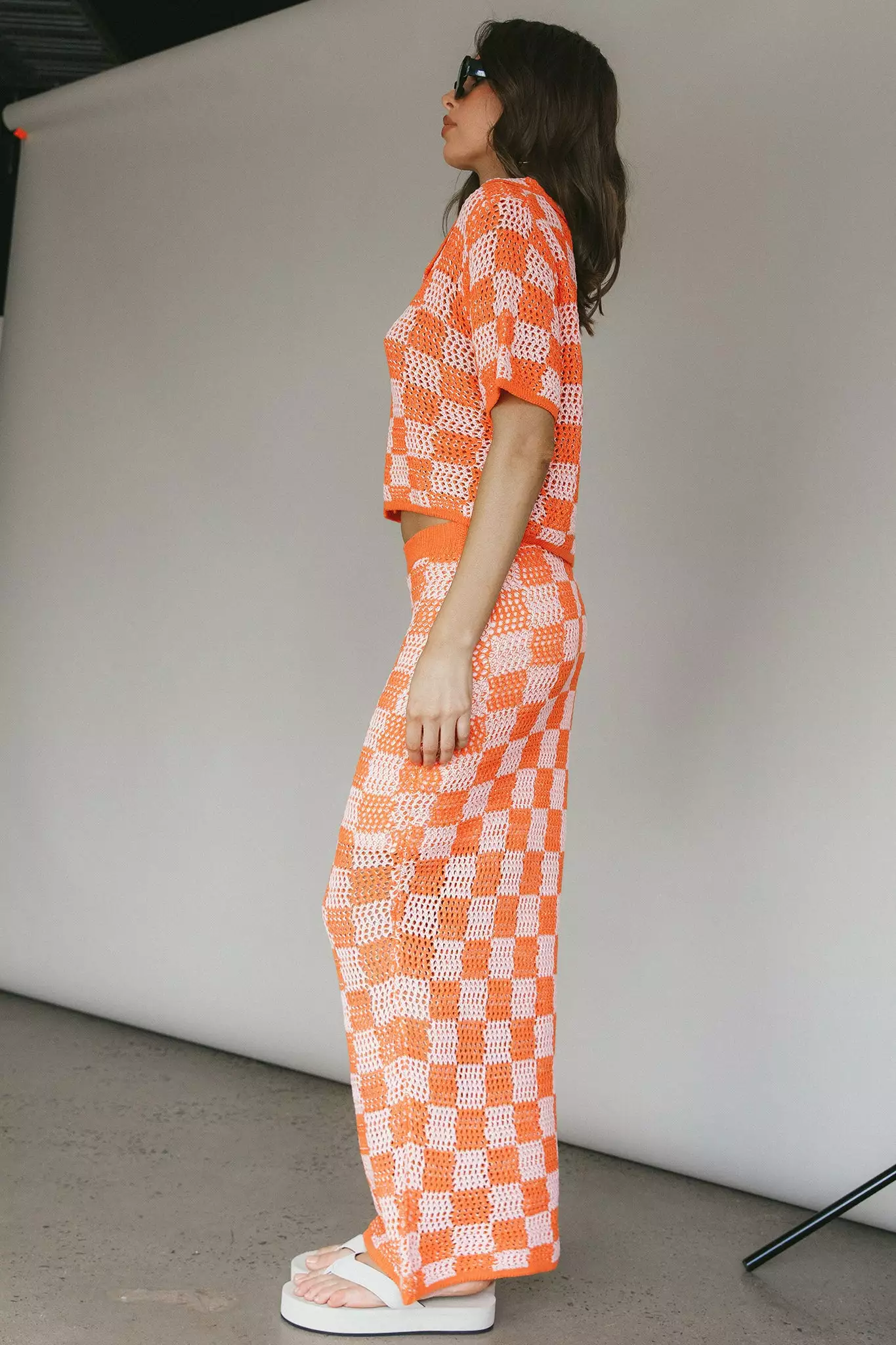 Byron Bay Crochet Buttoned Top Sunset - Image 12