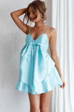 Angel Biba Annah Bow Accent Mini Dress Mint