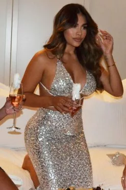 Selfie Leslie Zefa Sequin Midi Skirt Sherbet