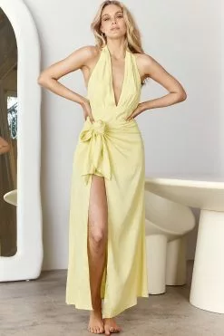 La Habra Halterneck Romper Lemon