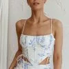 Graziella Corset Crop Top Printed White