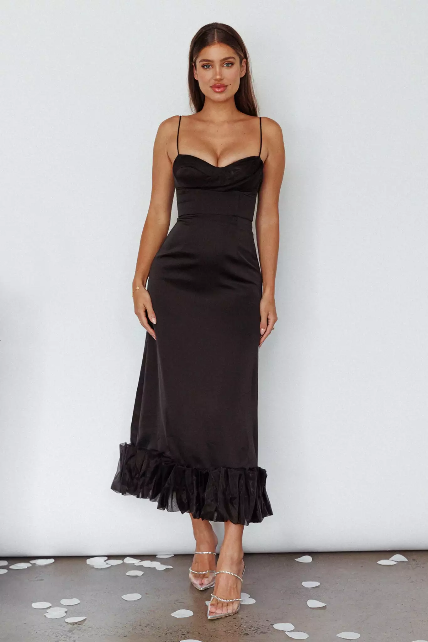 Angel Biba Buona Sera Hem Decoration Midi Dress Black - Image 5