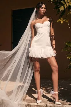 Angel Biba Buona Sera Hem Decoration Mini Dress White