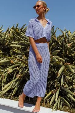 INDIKAH Summer Sunset Crochet Maxi Skirt Lavender
