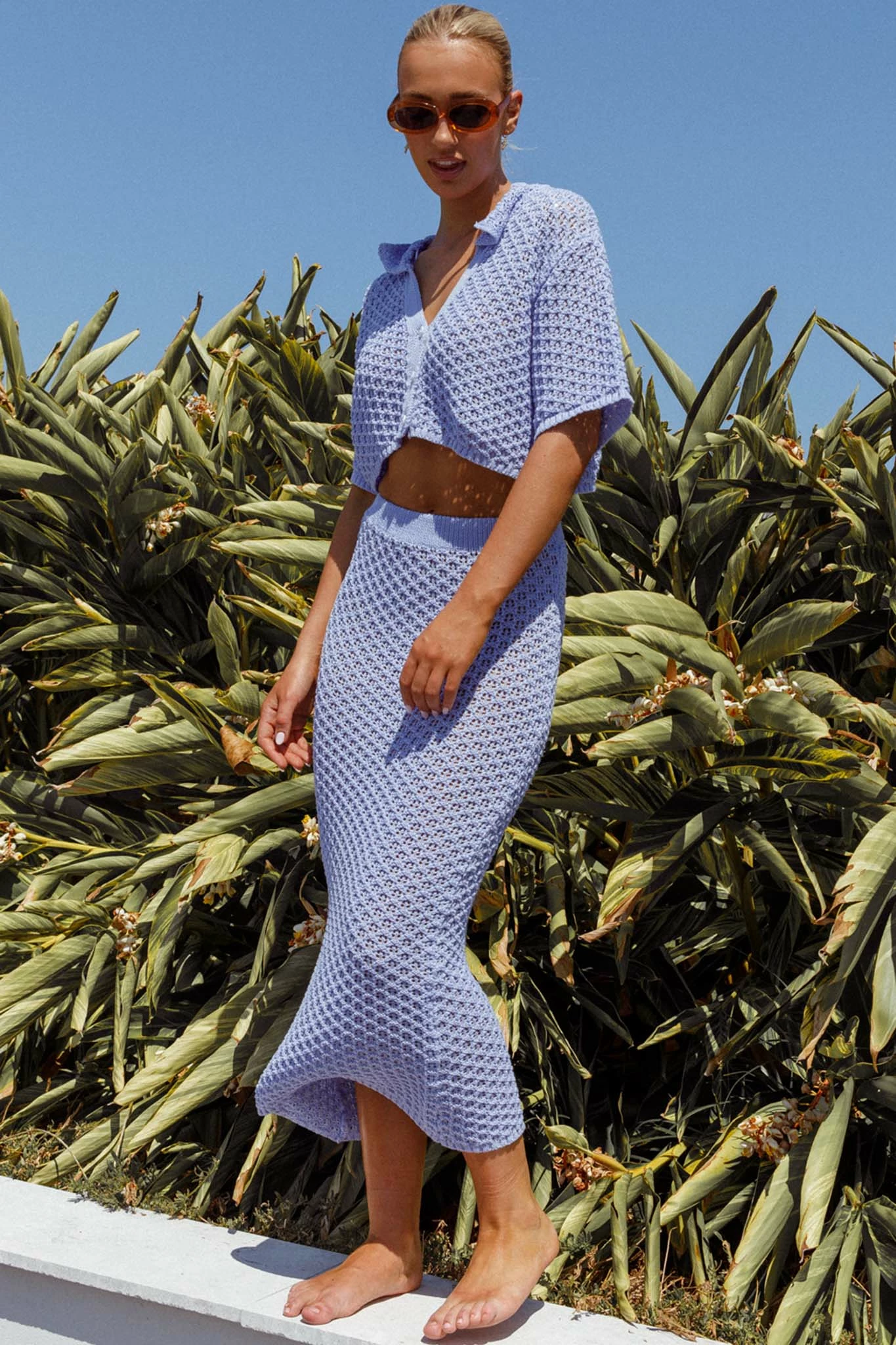 INDIKAH Summer Sunset Crochet Maxi Skirt Lavender - Image 2