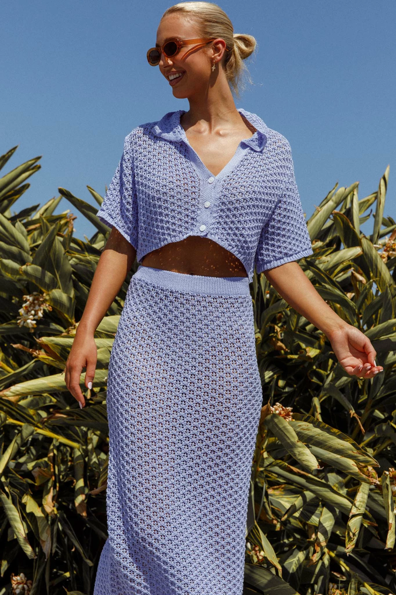 INDIKAH Summer Sunset Crochet Maxi Skirt Lavender - Image 7