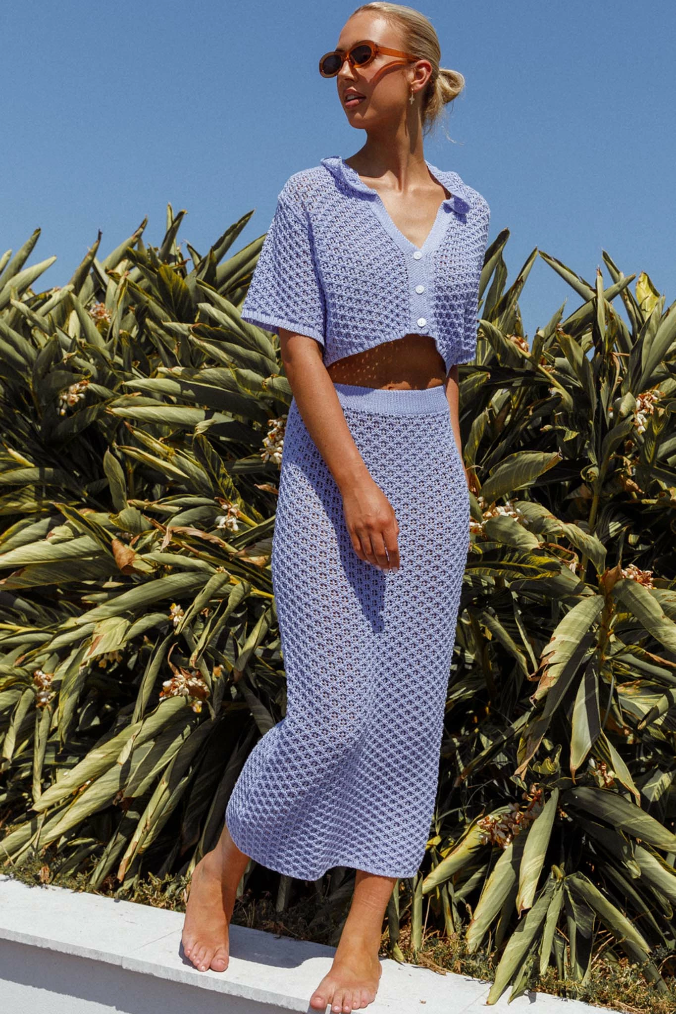 INDIKAH Summer Sunset Crochet Top Lavender - Image 7