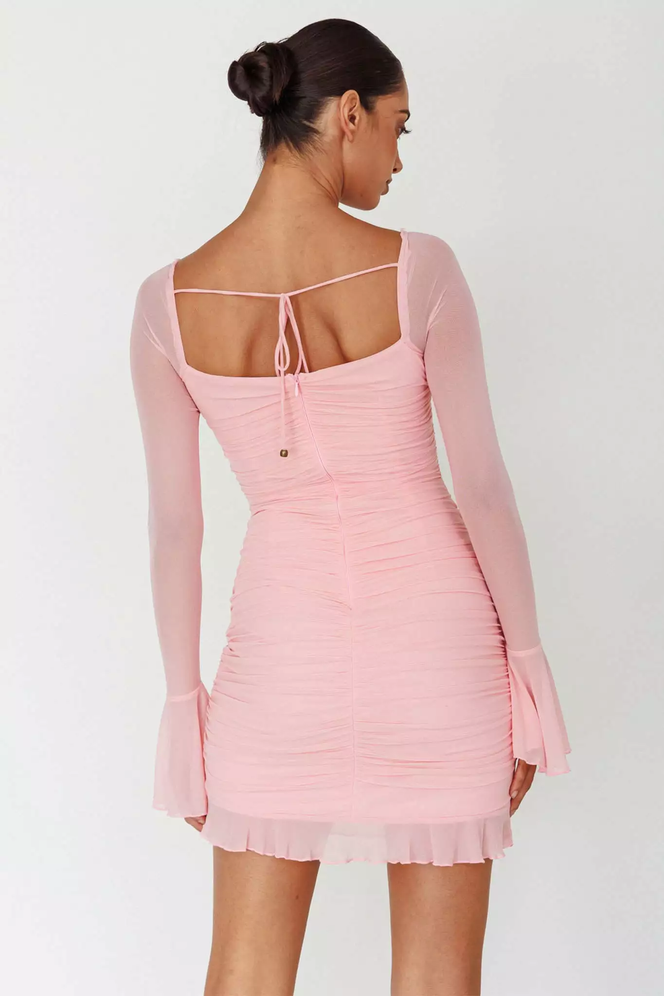 Angel Biba In Bloom Flared Cuff Mini Dress Pink - Image 2