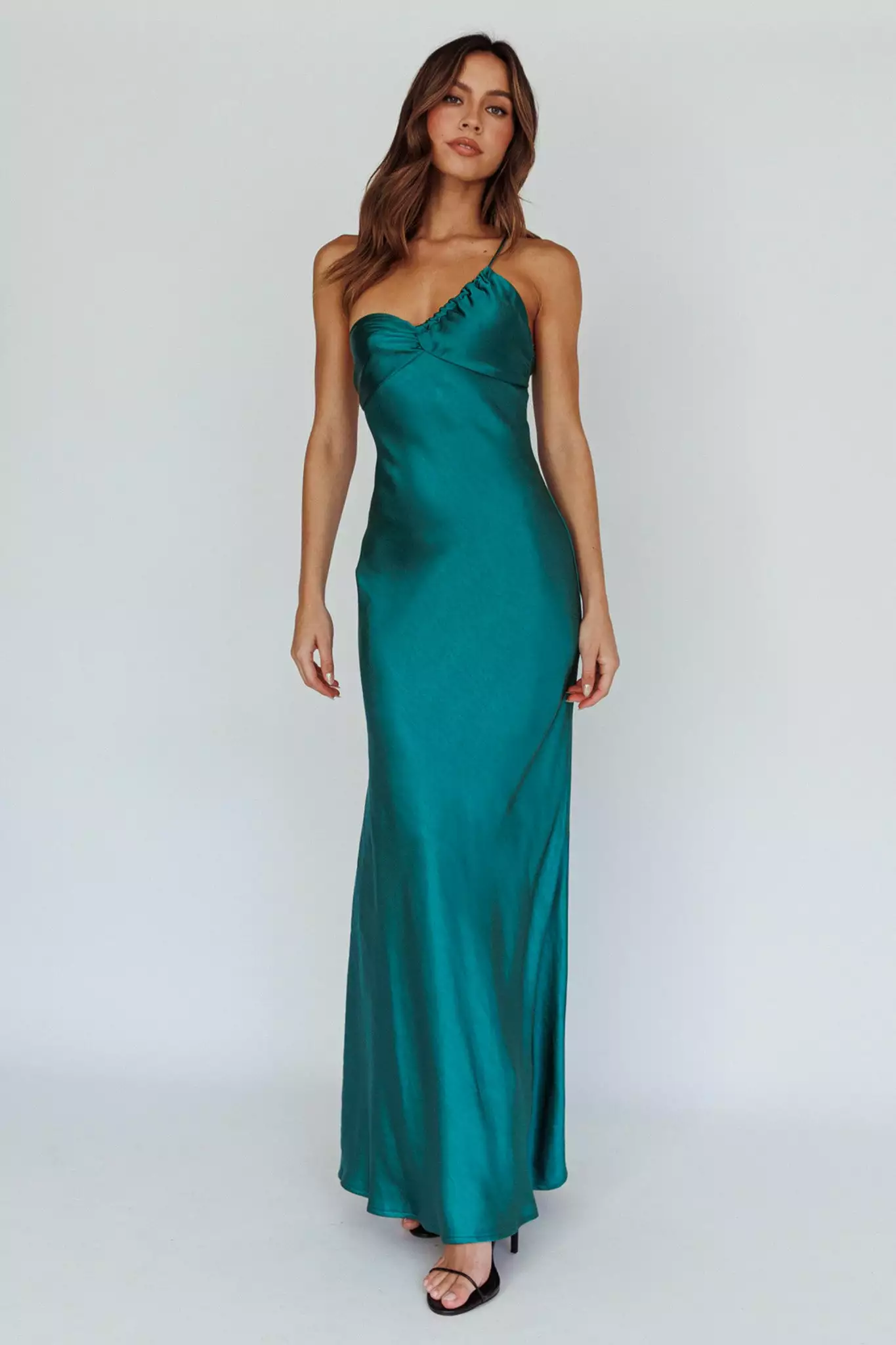 Here Comes The Sun Twilight Tango One-Shoulder Maxi Dress Forest Green - Image 5