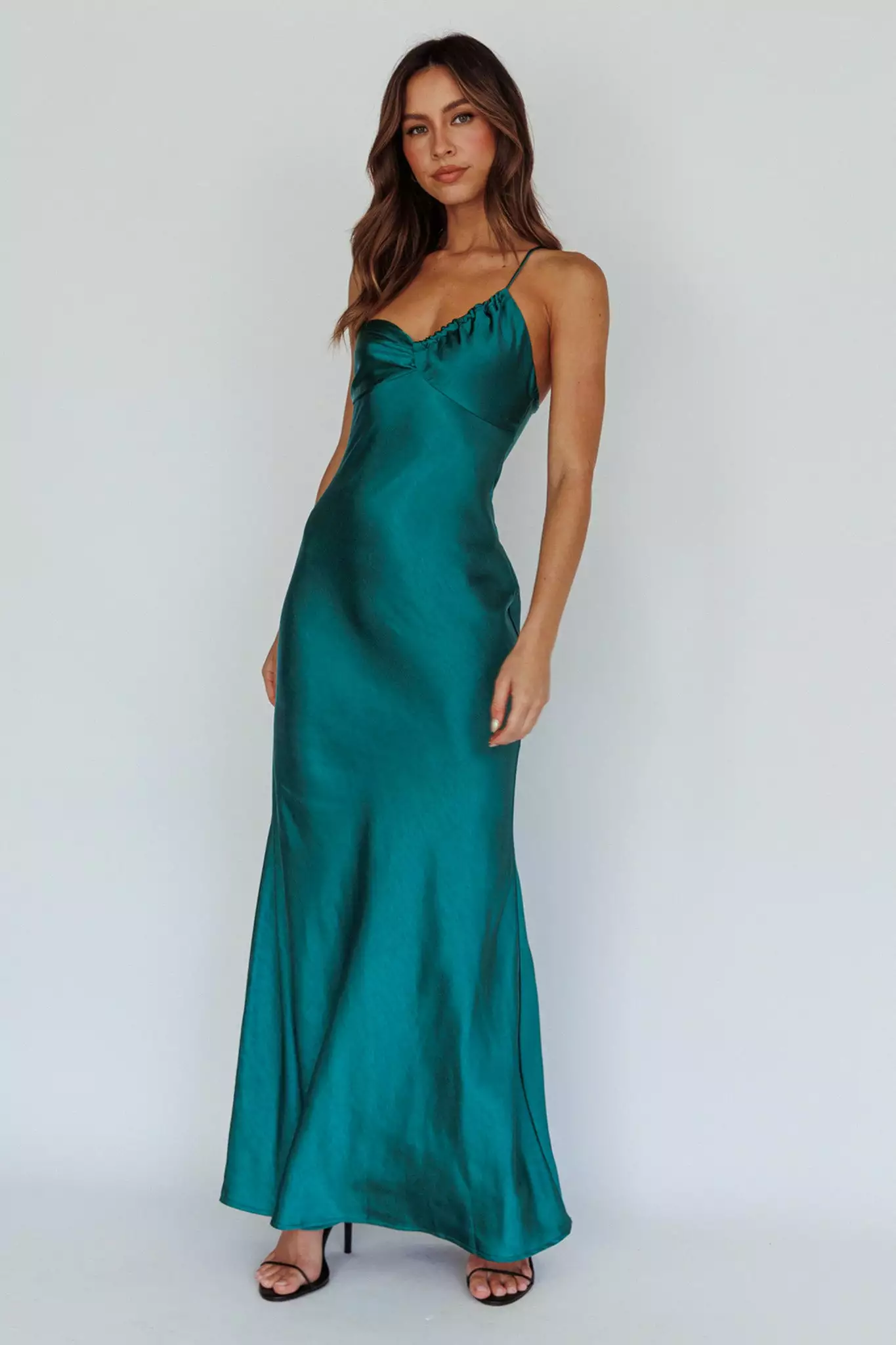 Here Comes The Sun Twilight Tango One-Shoulder Maxi Dress Forest Green - Image 8