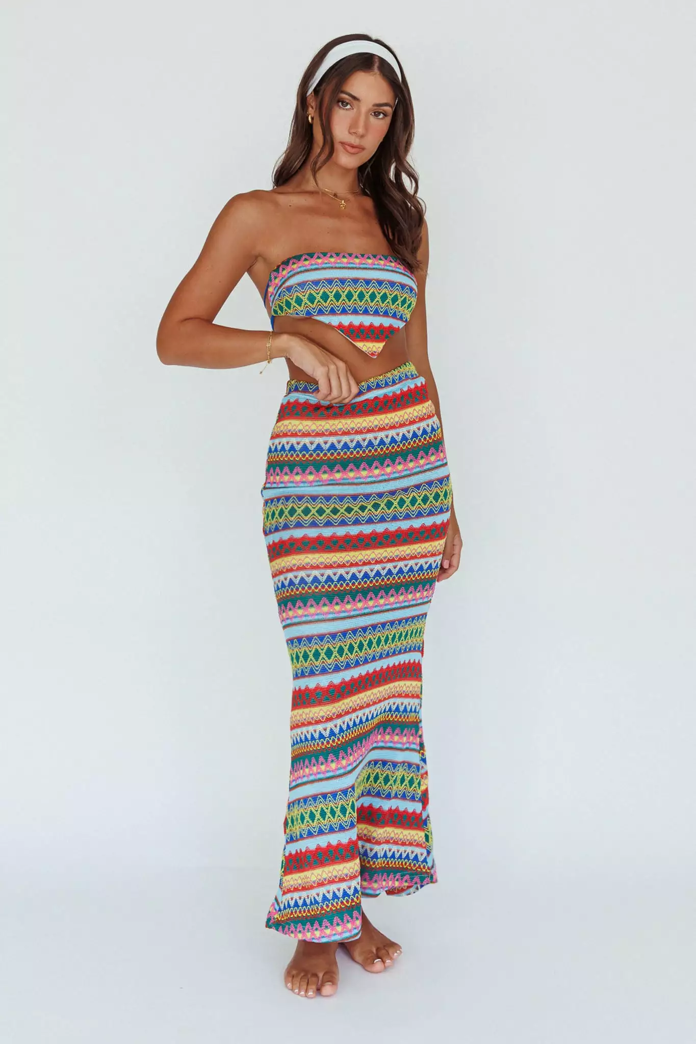 Indi Luxe Tulum Tied Back Crop Top Blue Multi - Image 8