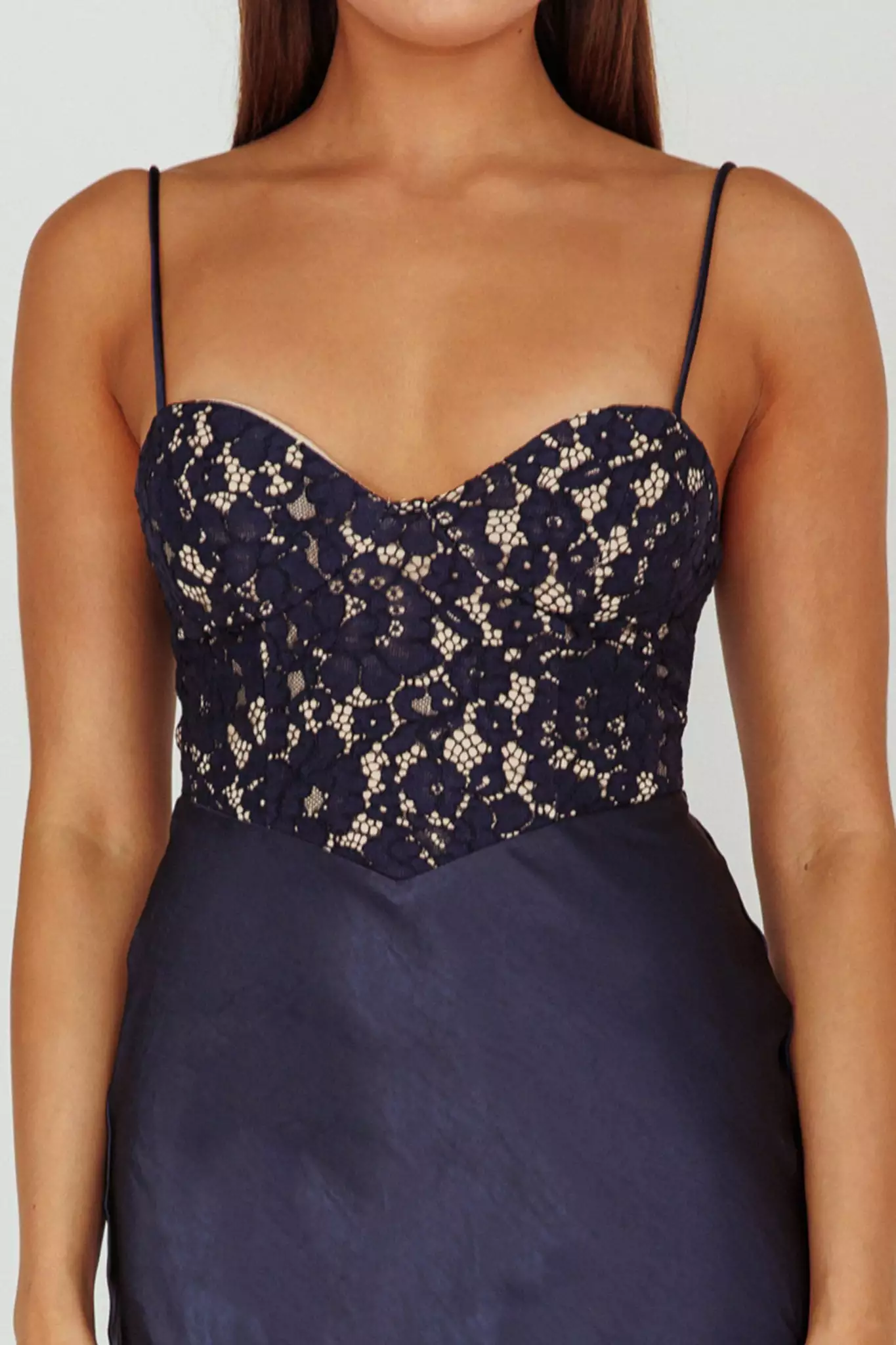 Here Comes The Sun Evening Star Lace Bodice Maxi Dress Navy - Image 4