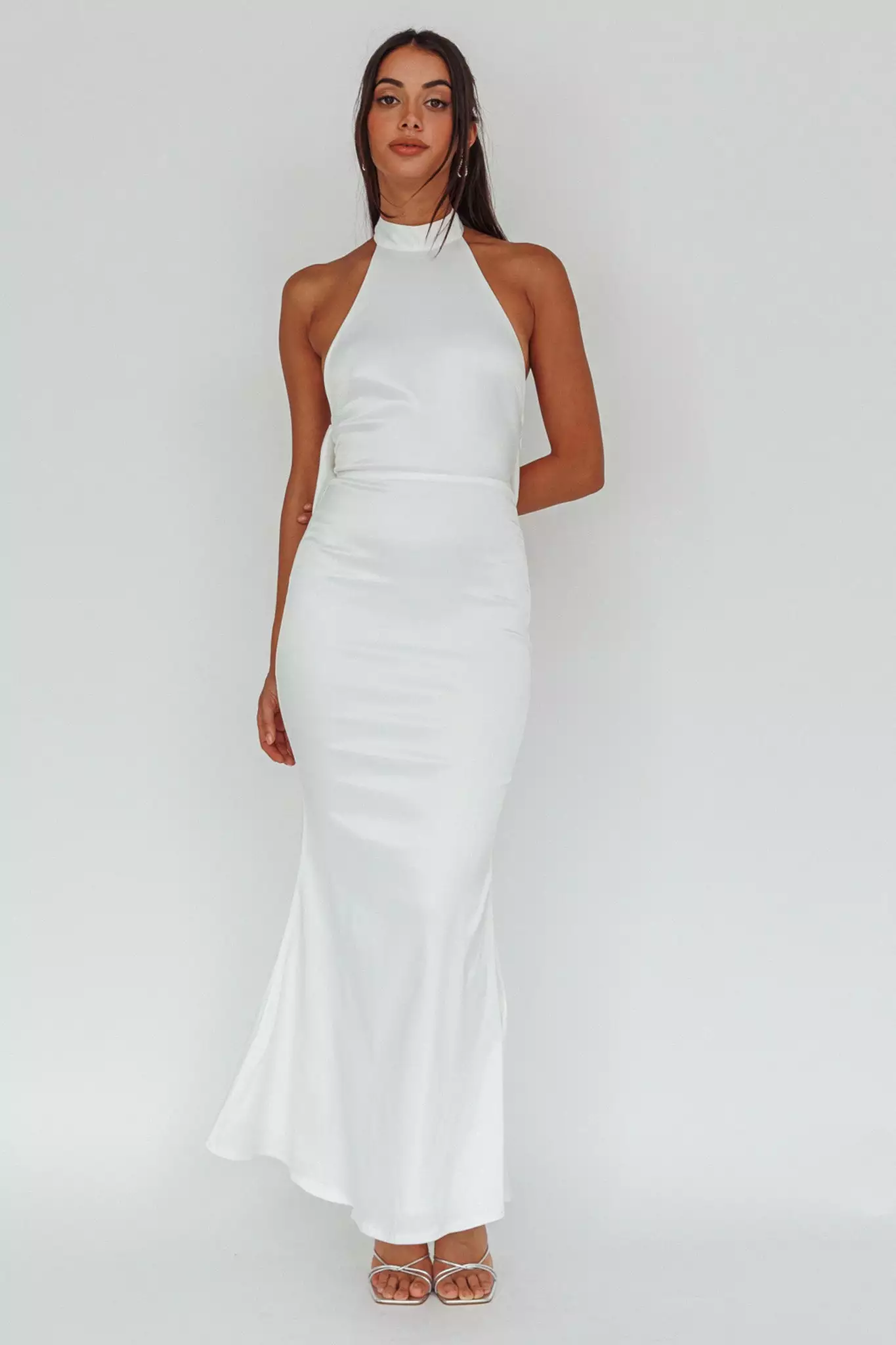Saints + Secrets Fifth Avenue Bow Back Maxi Dress White