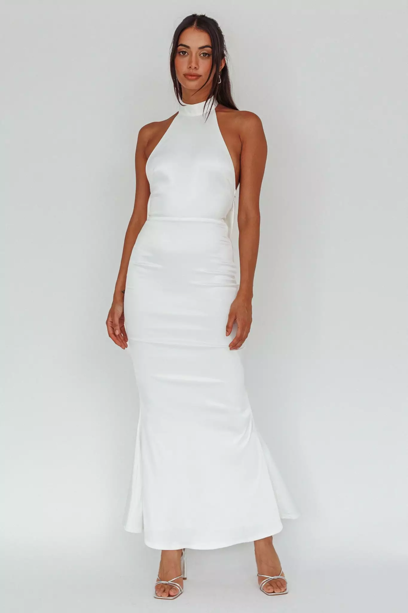 Saints + Secrets Fifth Avenue Bow Back Maxi Dress White - Image 2