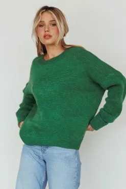 Mika&Gala Kayce Dropped Shoulder Knit Sweater Green