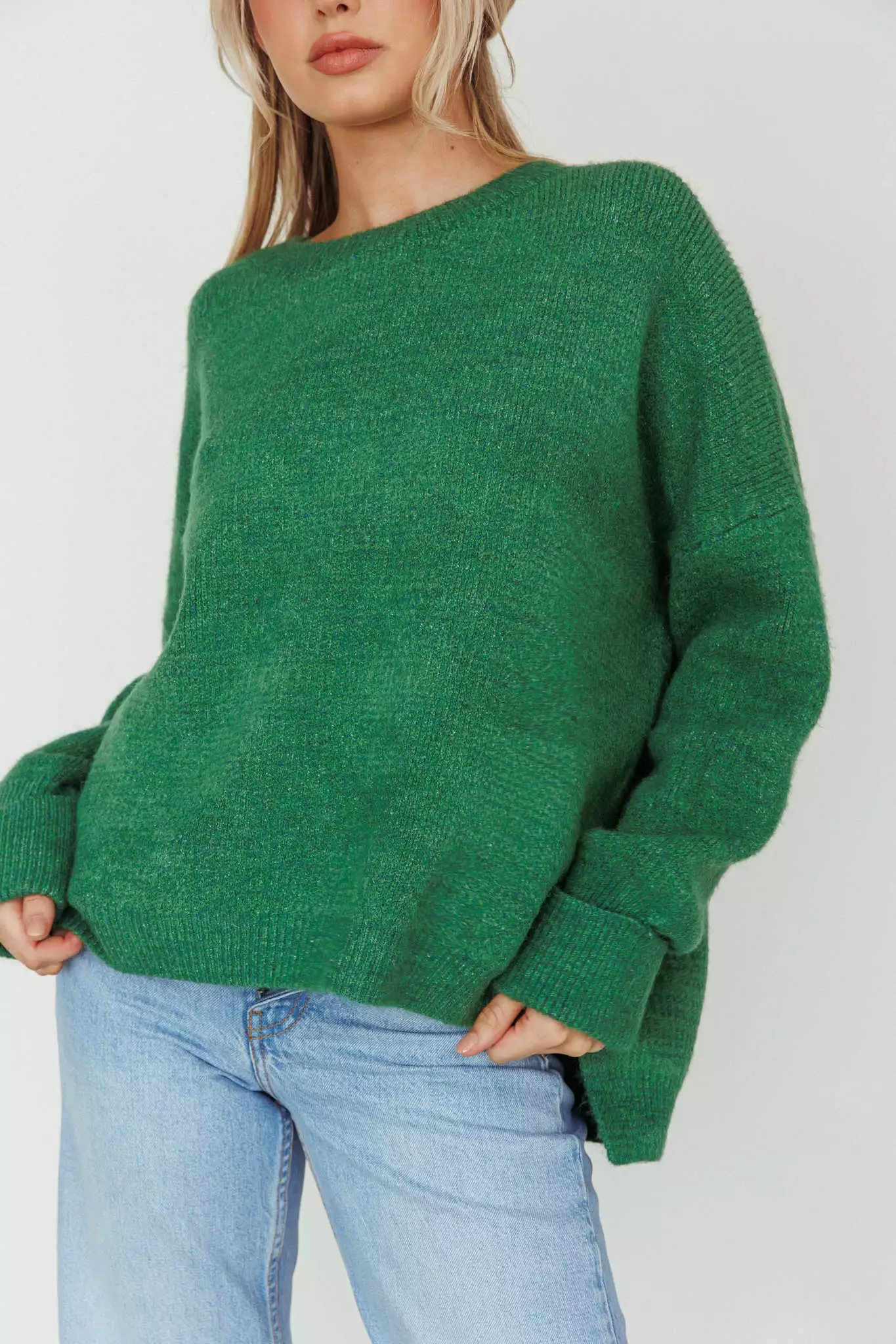 Mika&Gala Kayce Dropped Shoulder Knit Sweater Green - Image 4