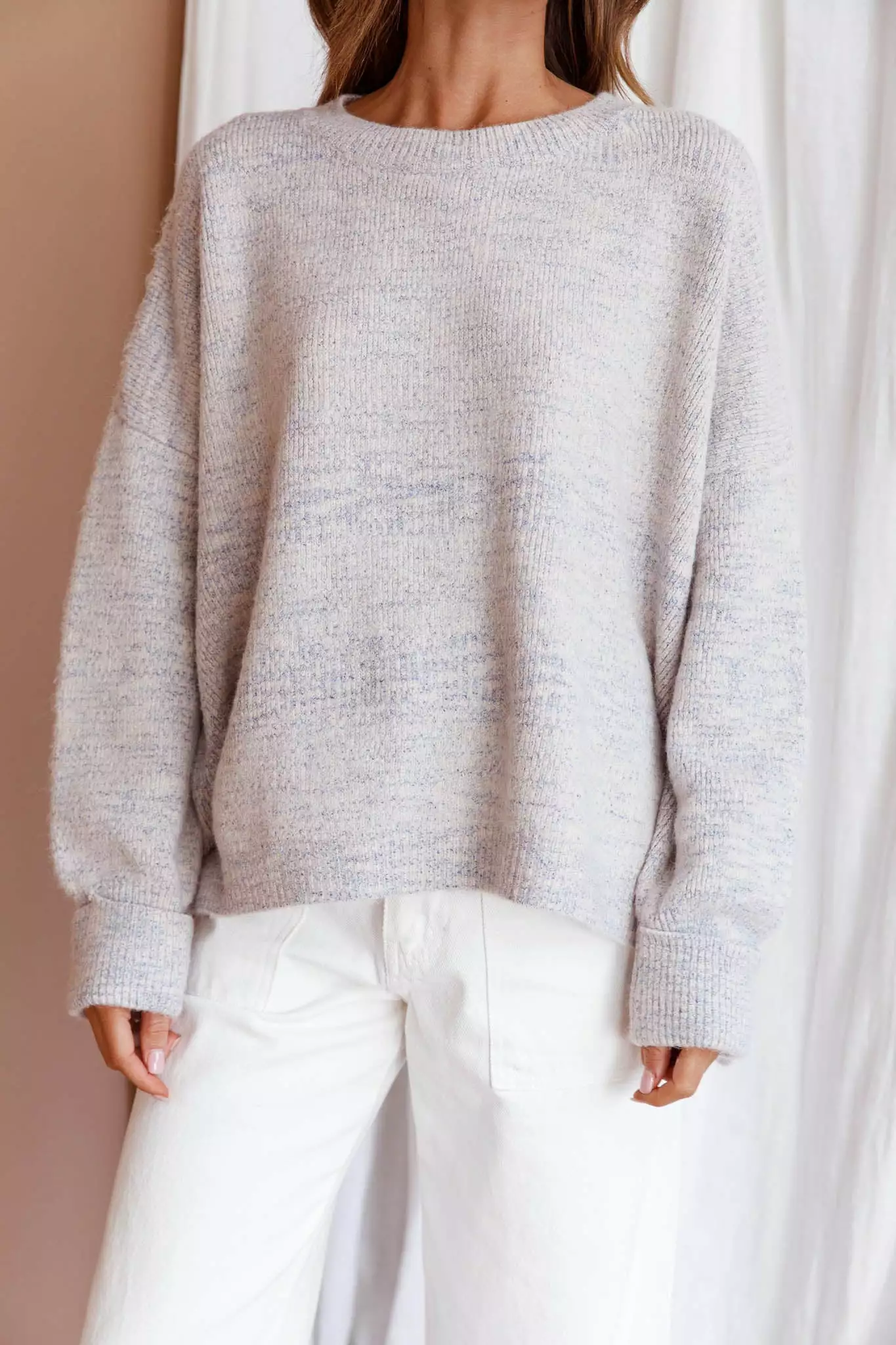 Mika&Gala Kayce Dropped Shoulder Knit Sweater Grey - Image 4