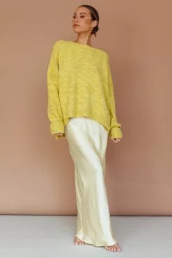 Mika&Gala Kayce Dropped Shoulder Knit Sweater Yellow