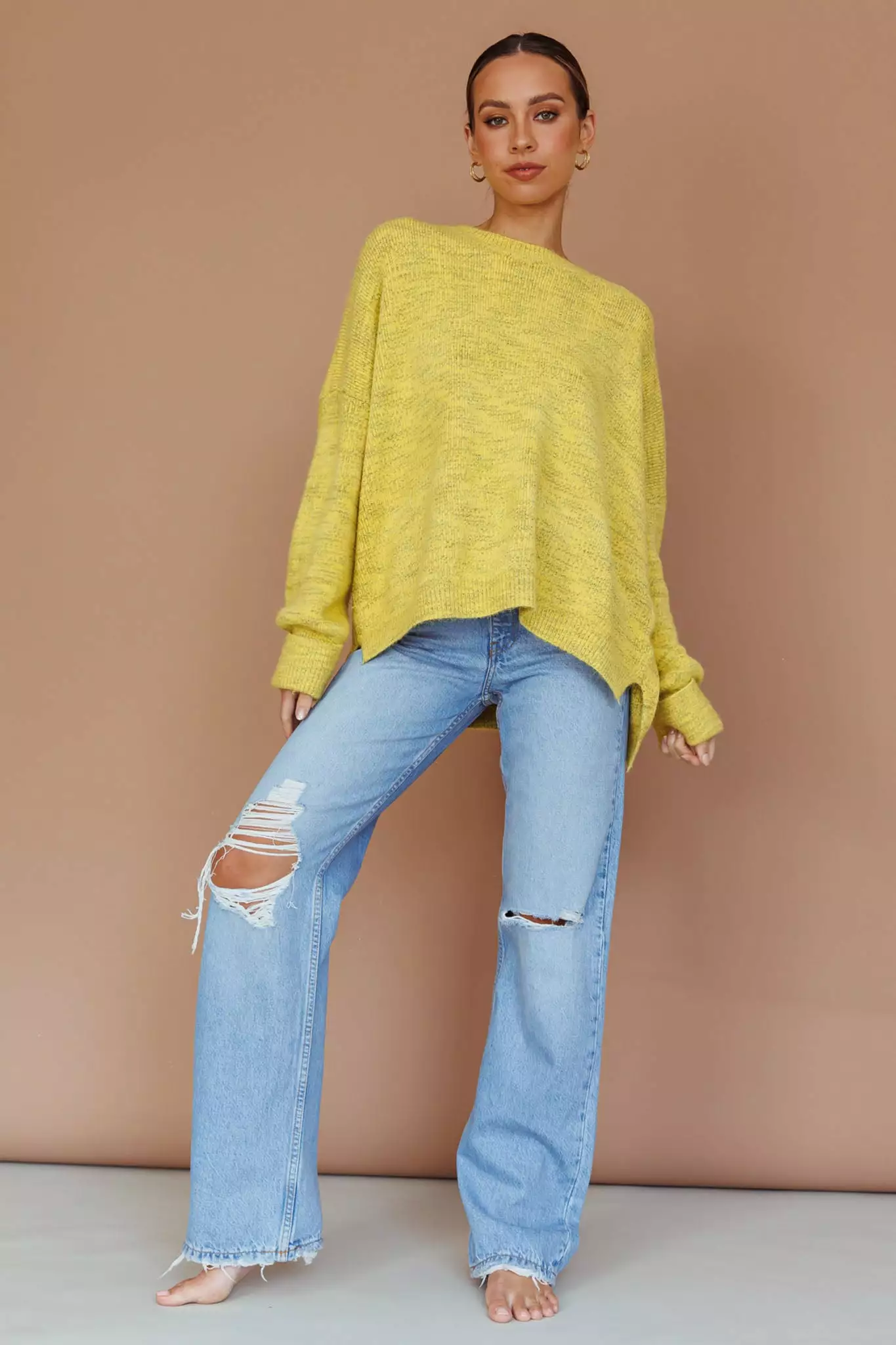 Mika&Gala Kayce Dropped Shoulder Knit Sweater Yellow - Image 5