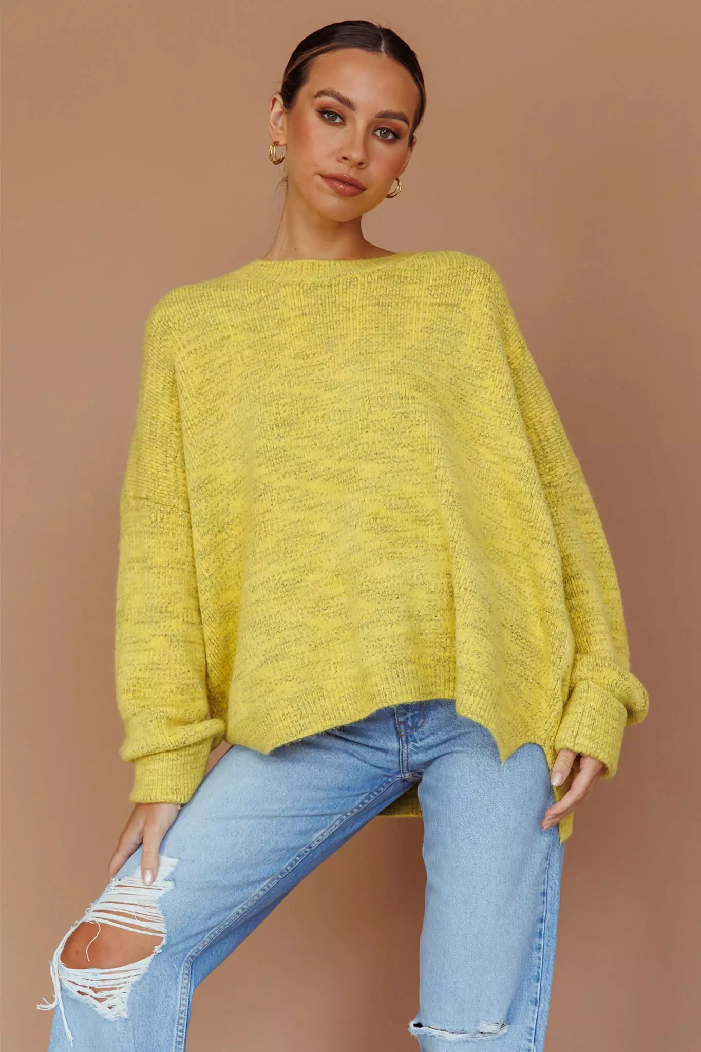 Mika&Gala Kayce Dropped Shoulder Knit Sweater Yellow - Image 7