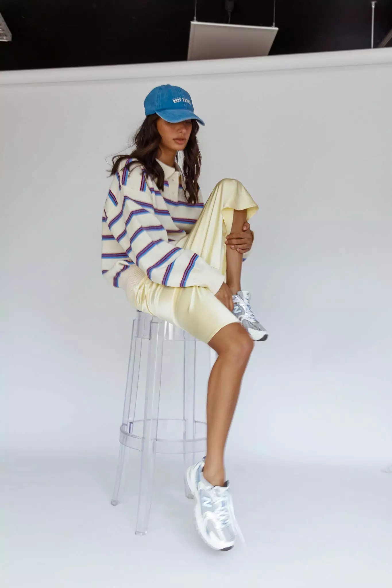 Indi Luxe Boston Collared Knit Sweater Striped White - Image 6