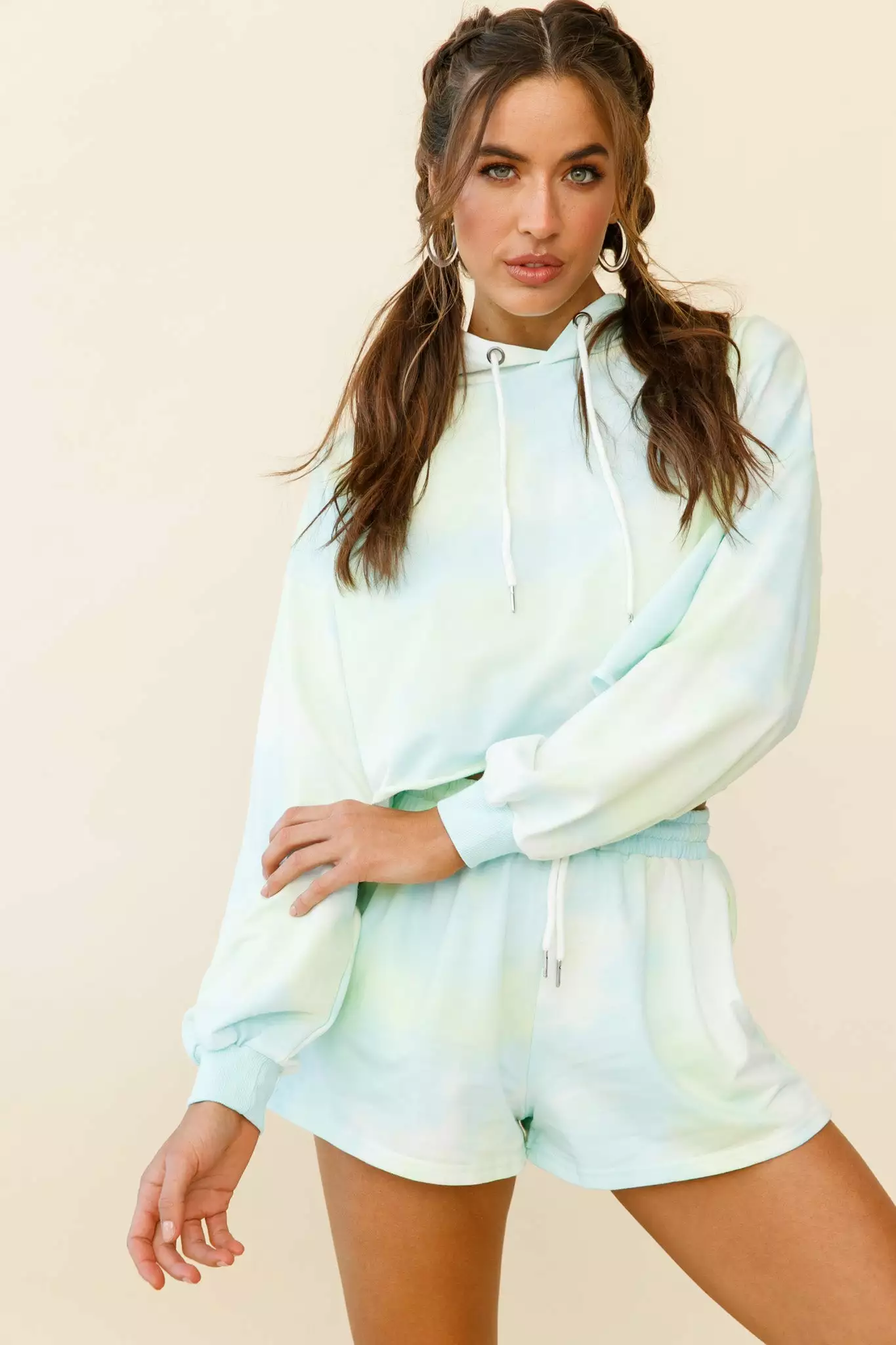 September Sun Crop Length Hoodie Green - Image 5