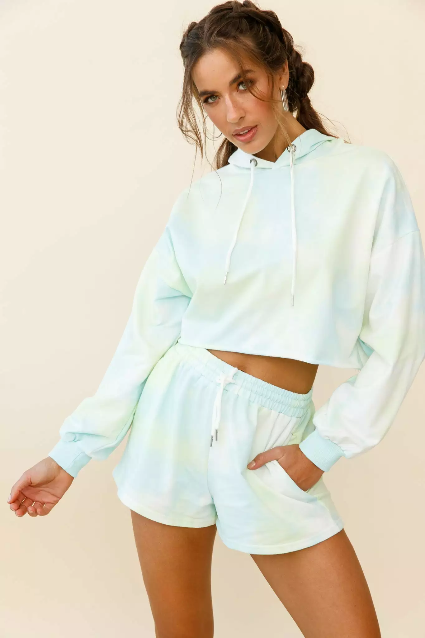 September Sun Crop Length Hoodie Green - Image 8