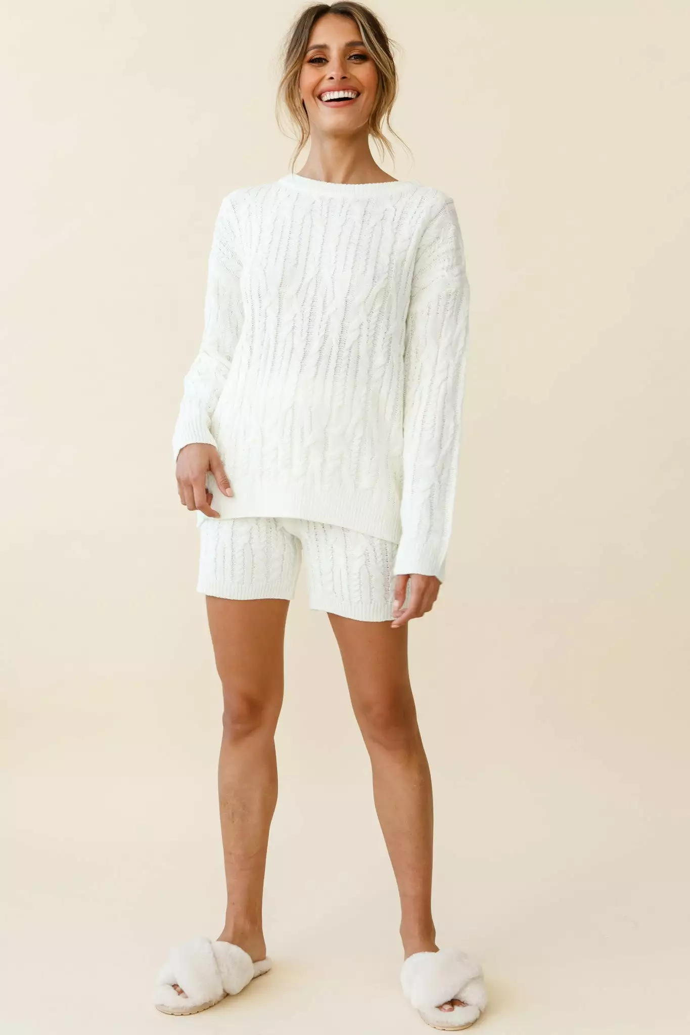 Colorado Cable Knit Sweater Cream - Image 3