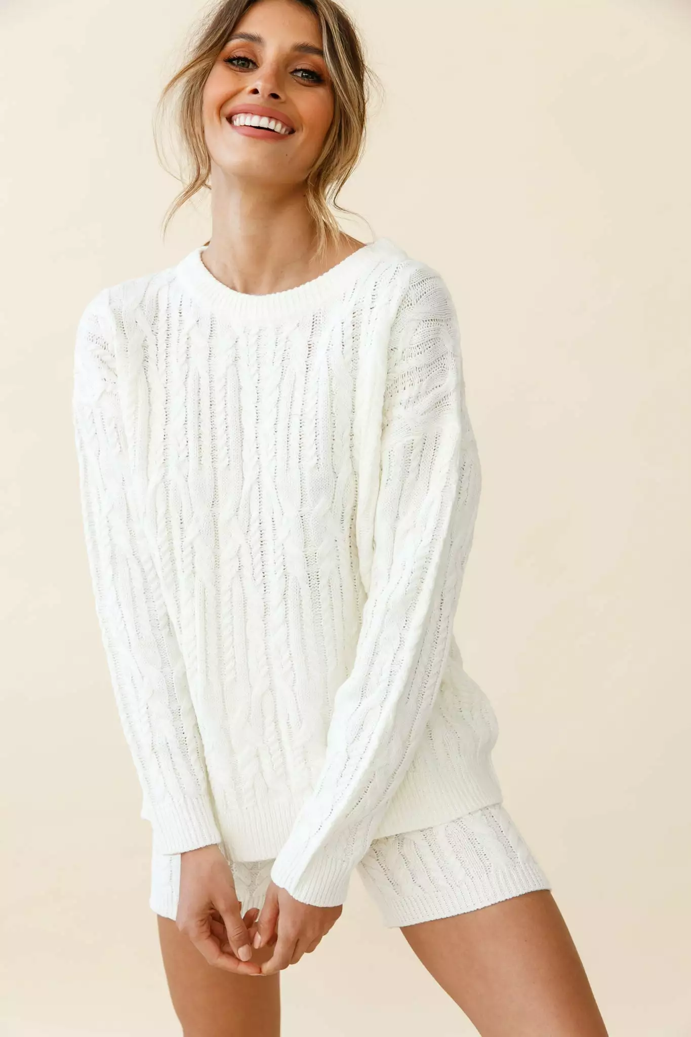 Colorado Cable Knit Sweater Cream - Image 4