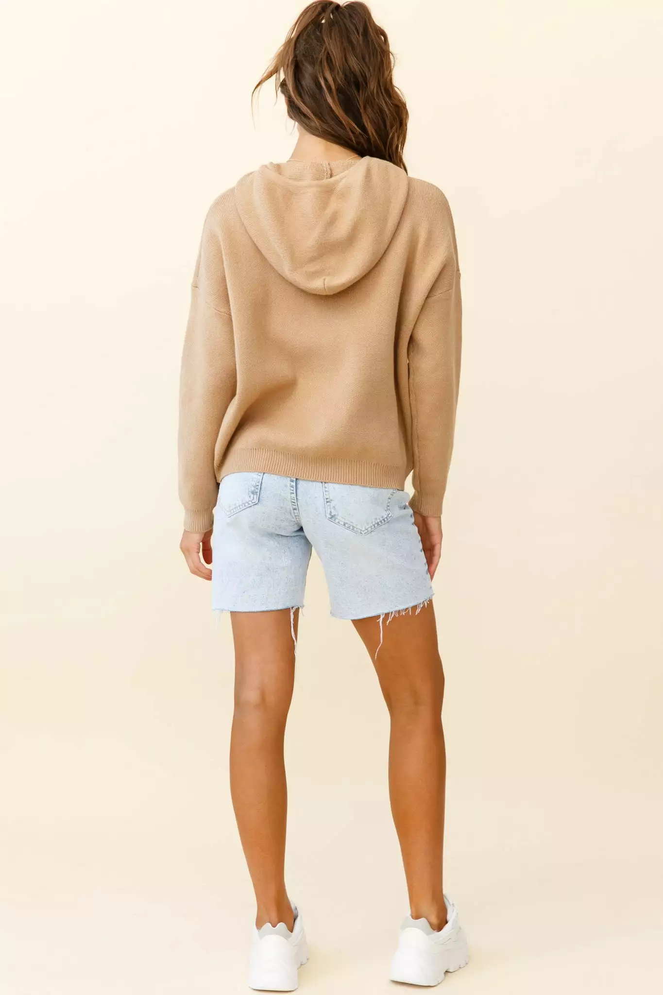 Nightrider Drop Sleeve Hooded Sweater Camel - Image 3