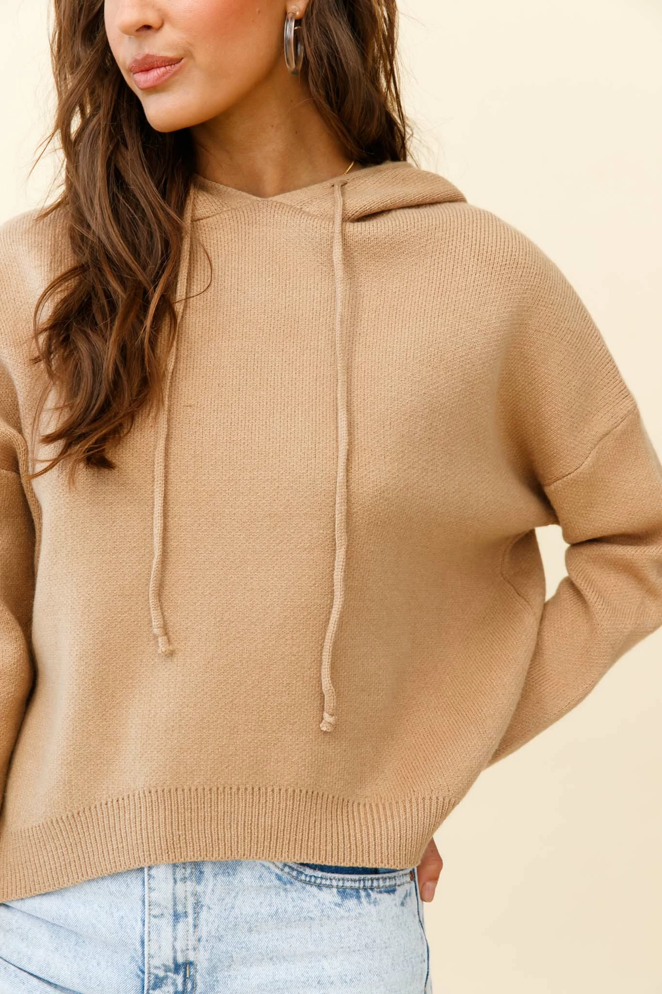 Nightrider Drop Sleeve Hooded Sweater Camel - Image 4