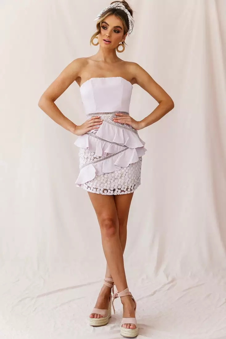 Selfie Leslie Aramis Strapless Lace & Ruffle Detail Dress Blush - Image 2