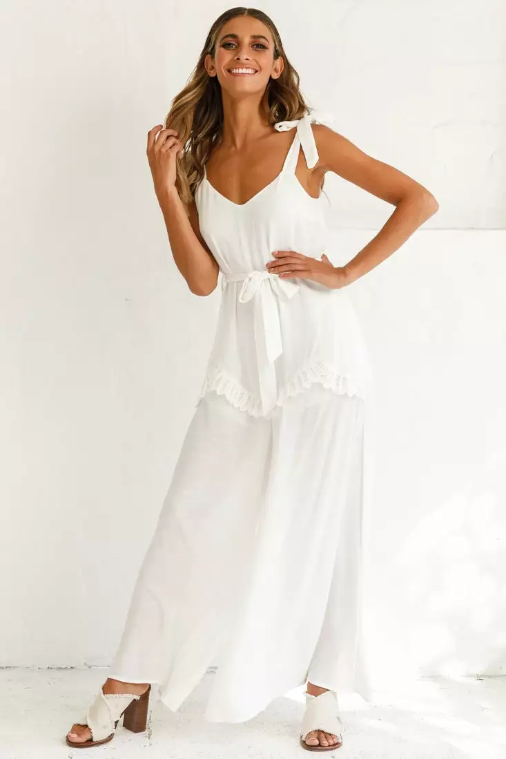 Talitha Tie Strap Wide Leg Jumpsuit White - Image 2