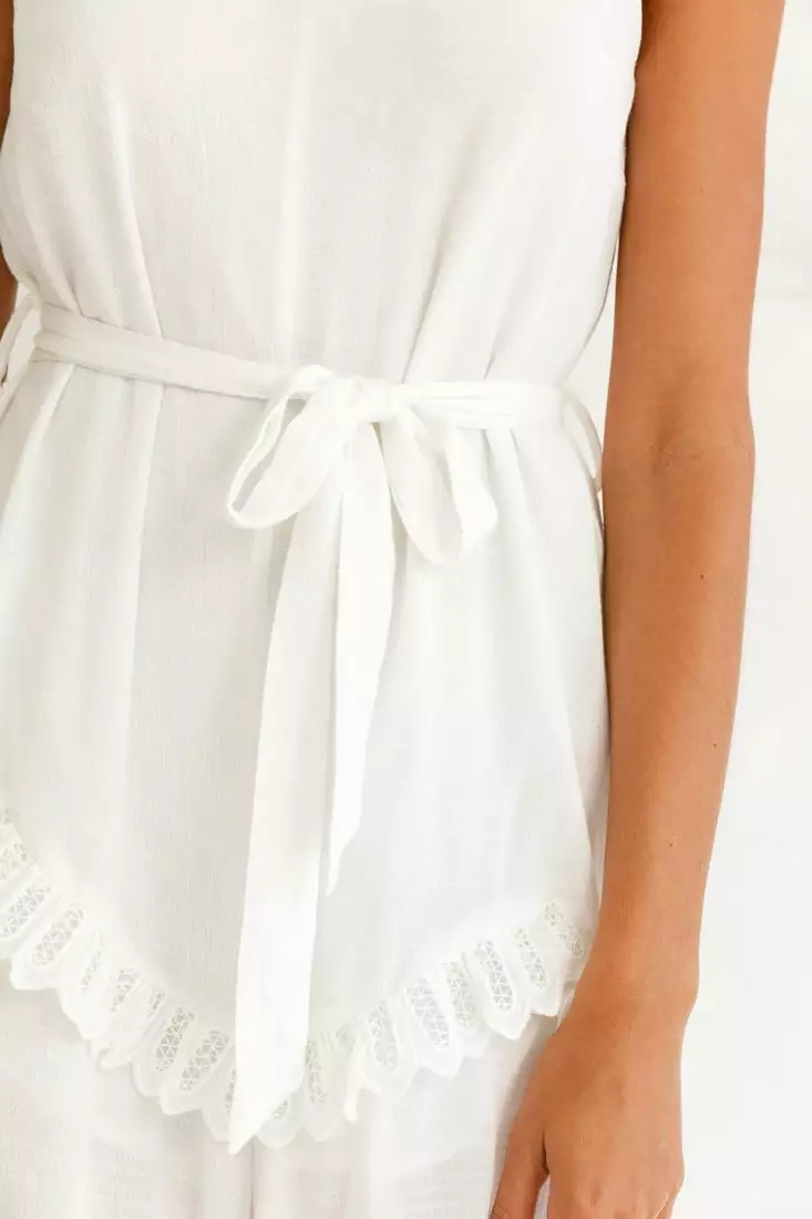 Talitha Tie Strap Wide Leg Jumpsuit White - Image 4