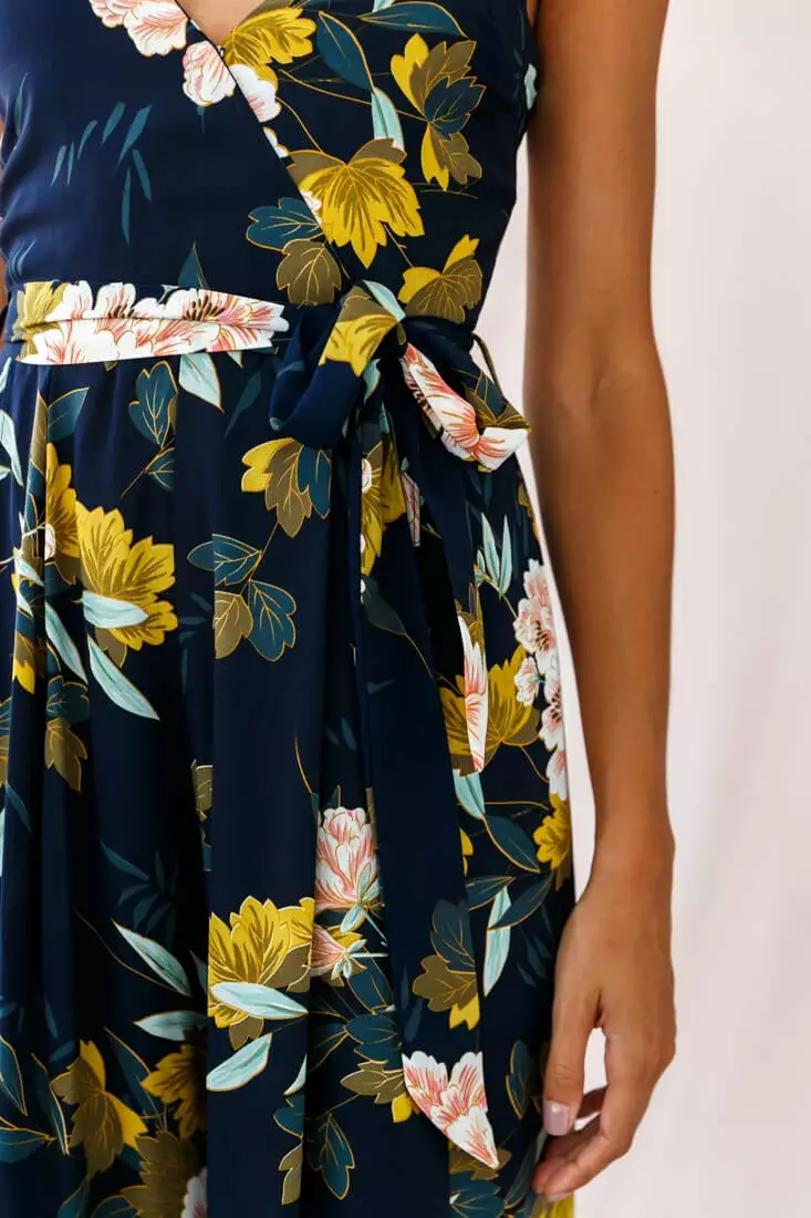 Selfie Leslie Carrie High Slit Cami Jumpsuit Navy - Image 5