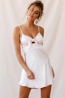 Selfie Leslie Starry Night Satin Bust-Tie Mini Dress Pink