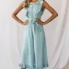 Selfie Leslie Meadow Ruffle Strap Open Back Midi Jumpsuit Sage